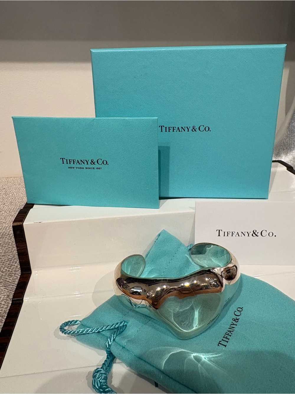 Tiffany & Co Elsa Peretti Sterling Silver Full Heart Cuff Bracelet